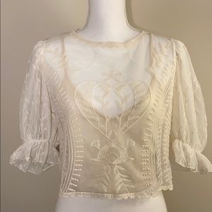 Lace Puff Sleeves Top